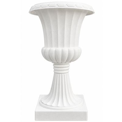 White Plastic Decorative Urn – 3-Piece Assembly, 7" W x 11.5" H