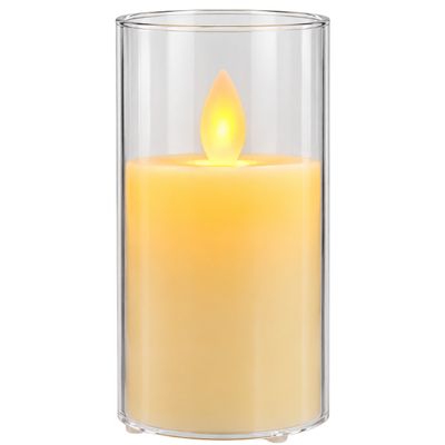 Flameless LED Swinging Flame Candle with Clear Holder – 2" W x 4" H
