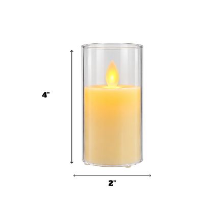 Flameless LED Swinging Flame Candle with Clear Holder – 2" W x 4" H