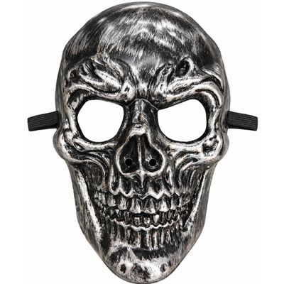 Metallic Silver Skull Plastic Halloween Mask