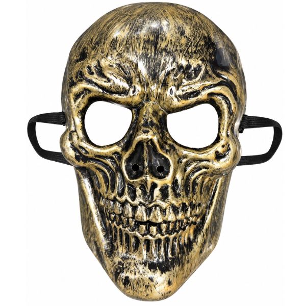 Antique Gold Skull Plastic Halloween Mask