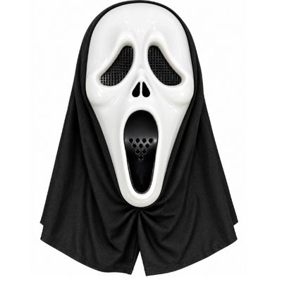 Scary Scream Face Halloween Mask with Black Hood – Assorted Designs