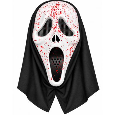 Scary Scream Face Halloween Mask with Black Hood – Assorted Designs