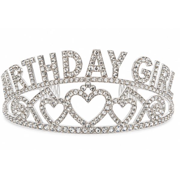Birthday Girl Rhinestone Tiara – Silver