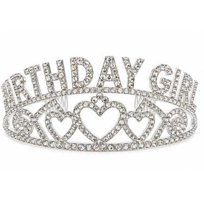 Birthday Girl Rhinestone Tiara – Silver