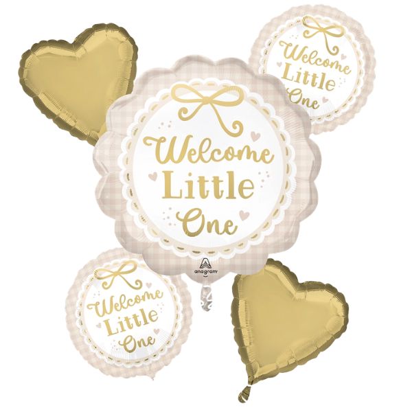 Welcome Little One Baby Shower Foil Balloon Bouquet – 5 Pc