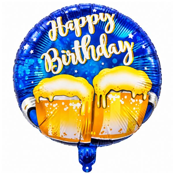 Happy Birthday Beer Cheers Foil Balloon – 18" Round