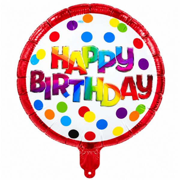 Happy Birthday Rainbow Polka Dot Foil Balloon – 18" Round