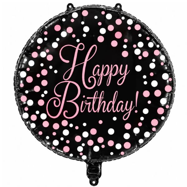Happy Birthday Pink Polka Dot Foil Balloon – 18" Round