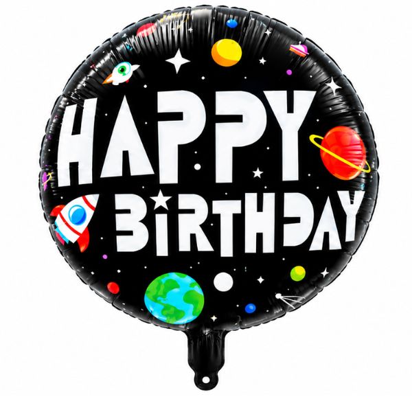 Happy Birthday Astronaut Space Foil Balloon – 18" Round