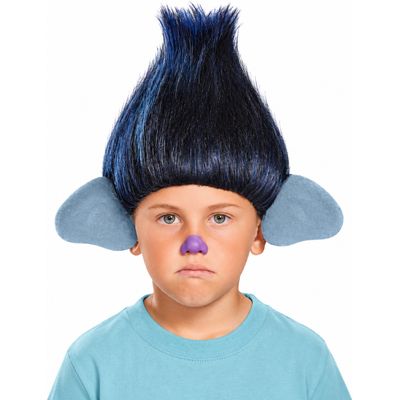 Trolls Branch Wig with Attached Ears – Child Costume Accessory