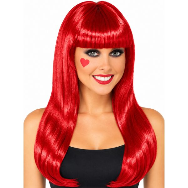 Long Straight Costume Wig with Bangs – Adult, Color: Red