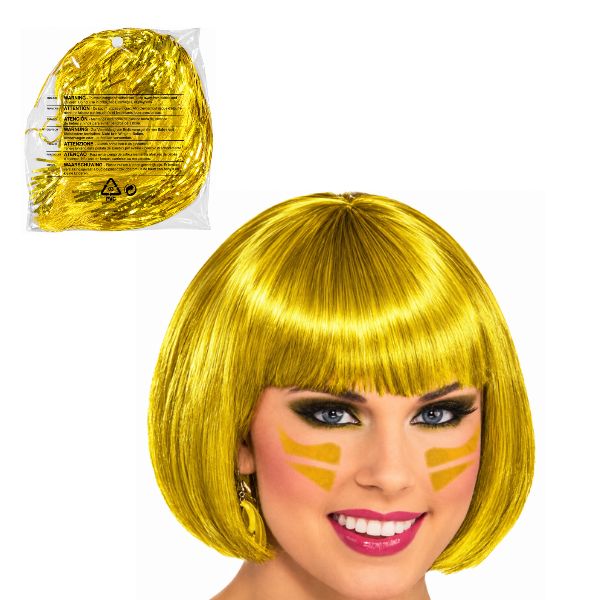 Adult Bob Wig with Metallic Tinsel Accents, Color: Gold