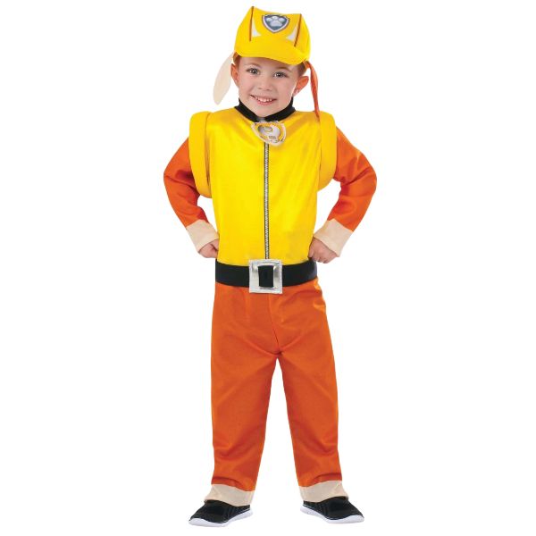 PAW Patrol Rubble Deluxe Toddler Boys Costume – Bulldog Rescue Pup Jumpsuit, Hat &amp; Pup Pack, Size: 2T-4T