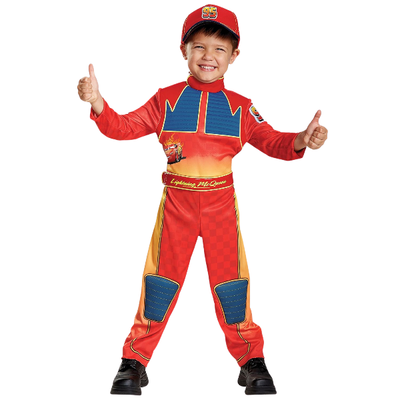 Disney Pixar Cars 3 Lightning McQueen Deluxe Toddler Halloween Costume – Padded Jumpsuit, Belt &amp; Hat