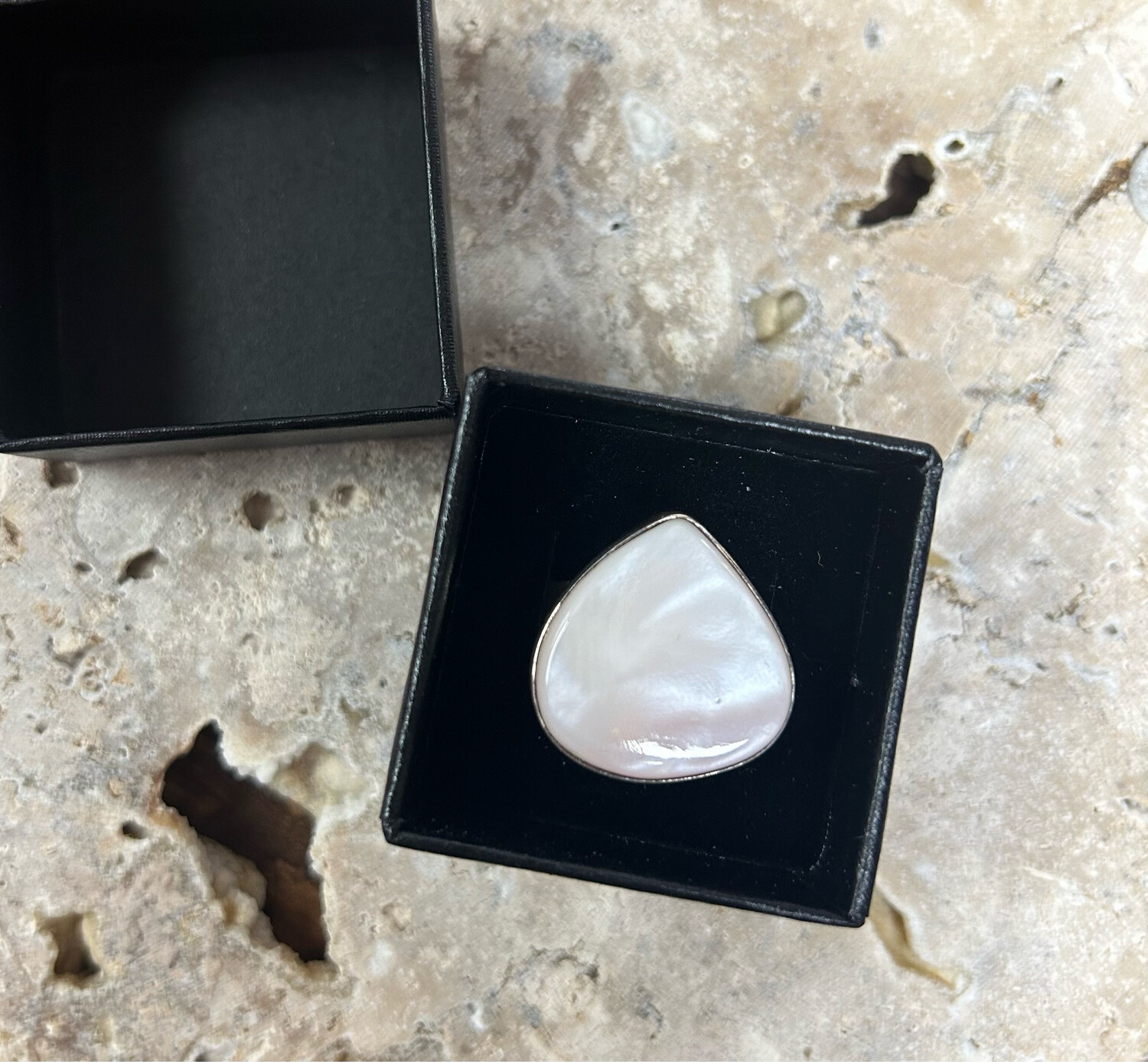 Pink Conch Teardrop Ring