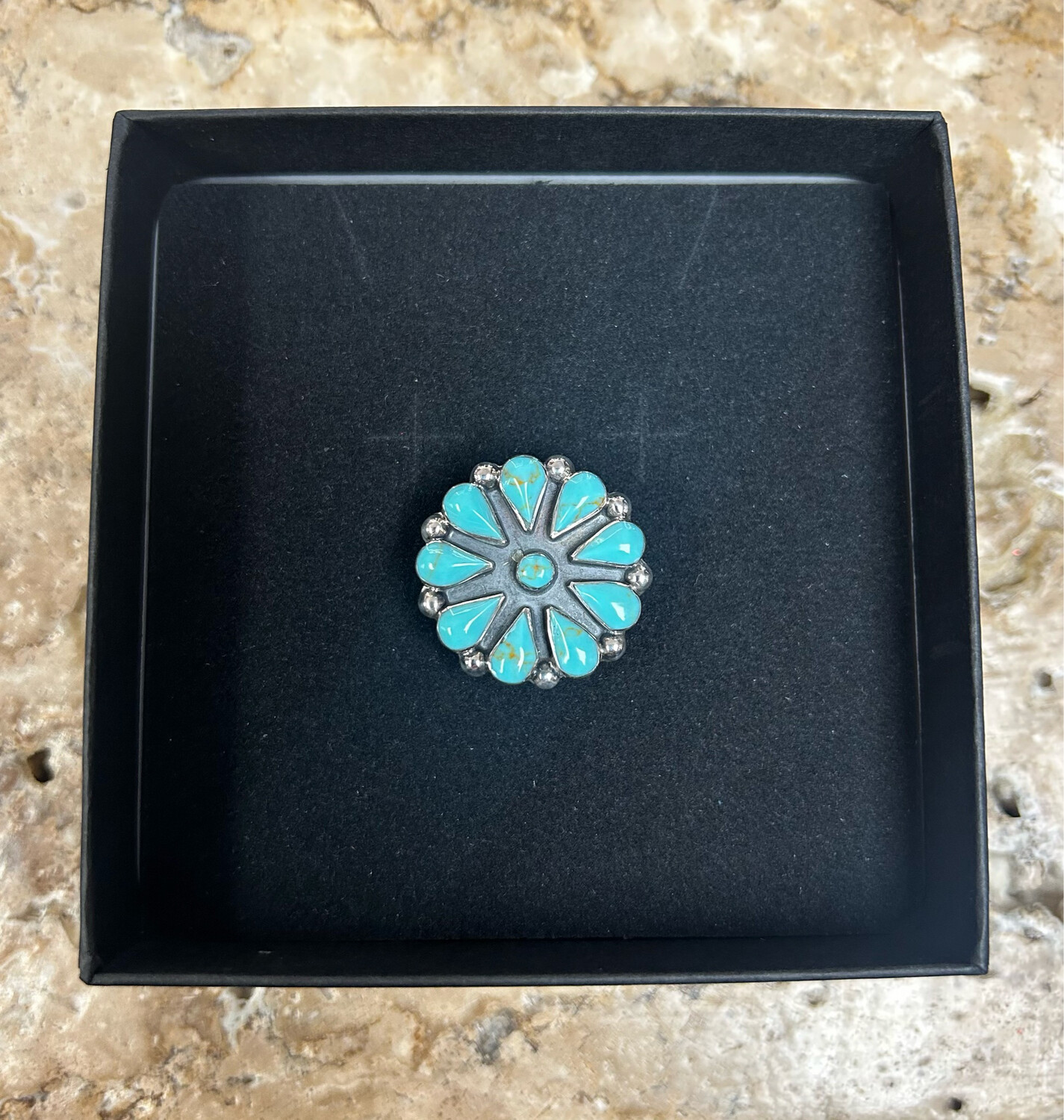 Small Turquoise Cluster Ring