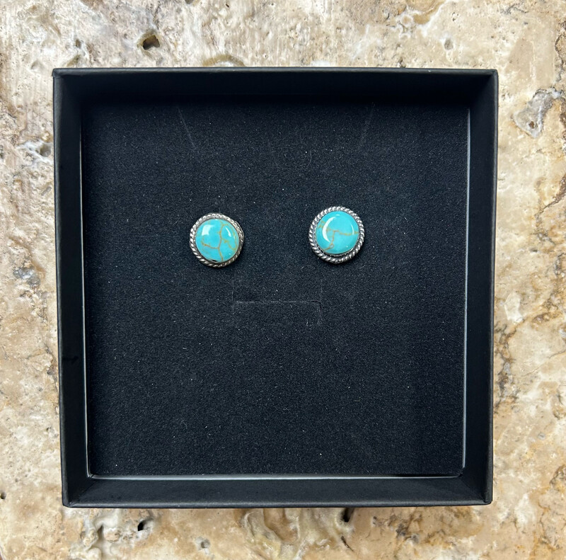 Rope Circle Turquoise Earrings