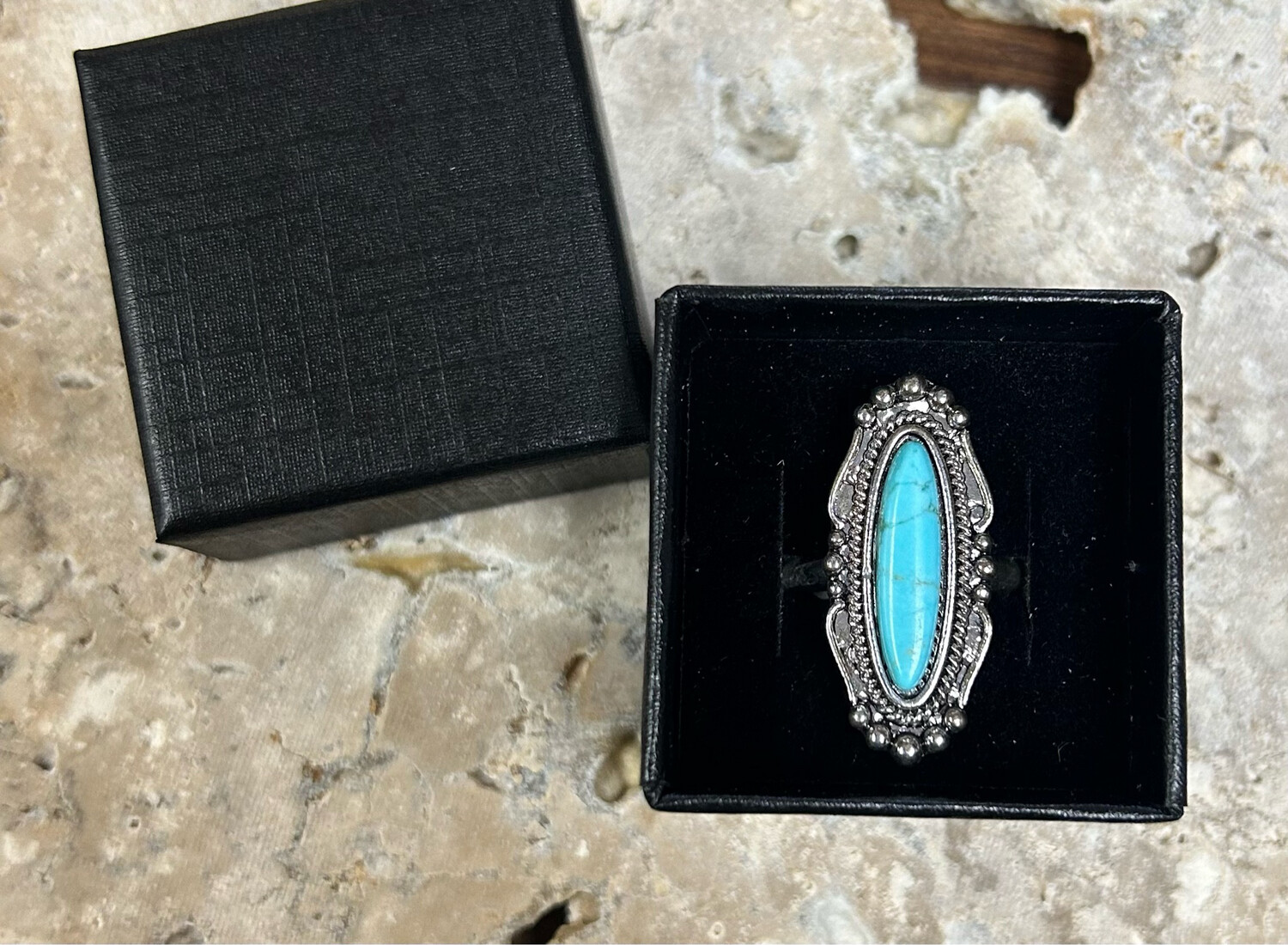 Faux Turquoise Adjustable Ring