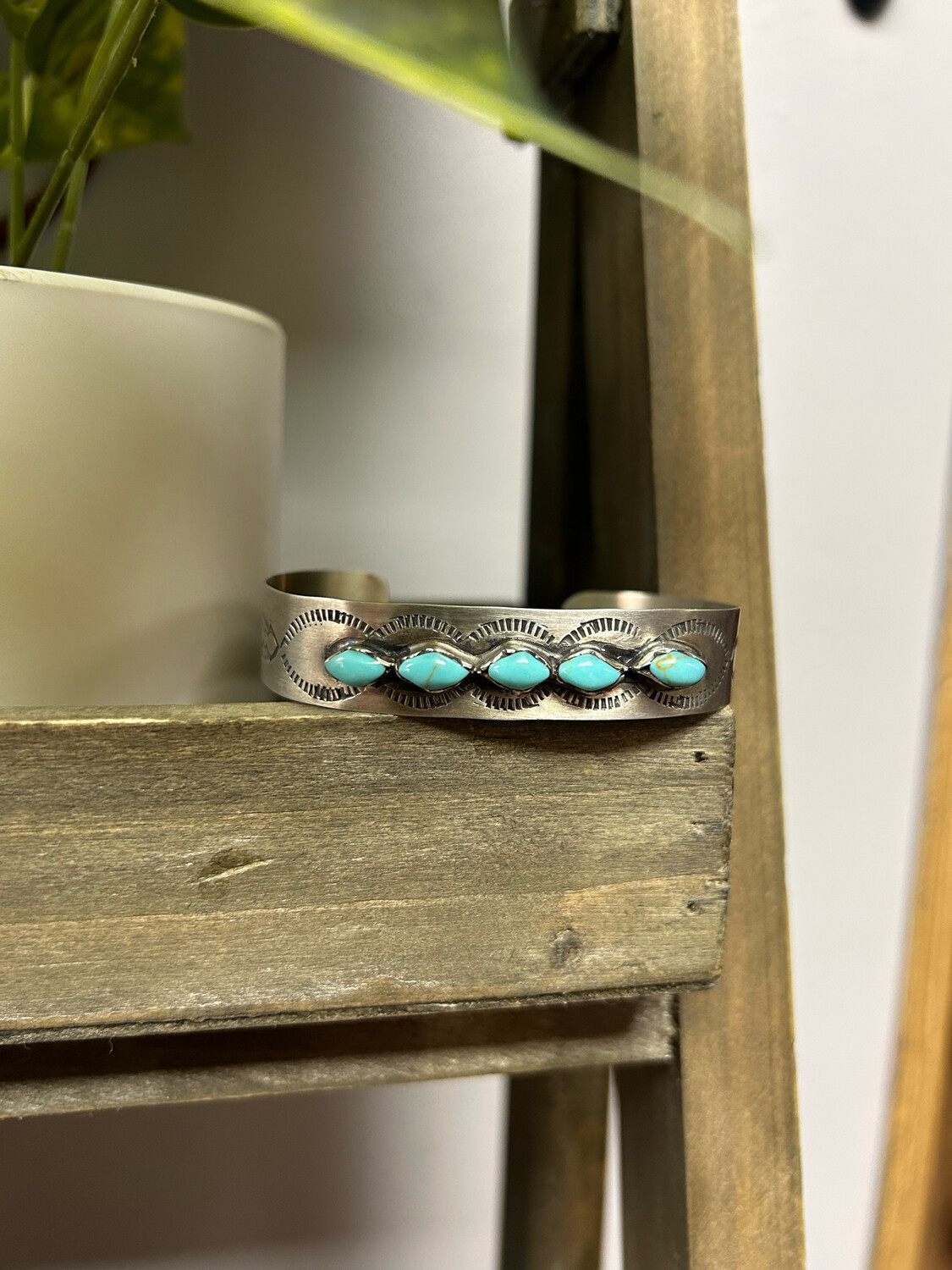 Stamped Turquoise Cuff