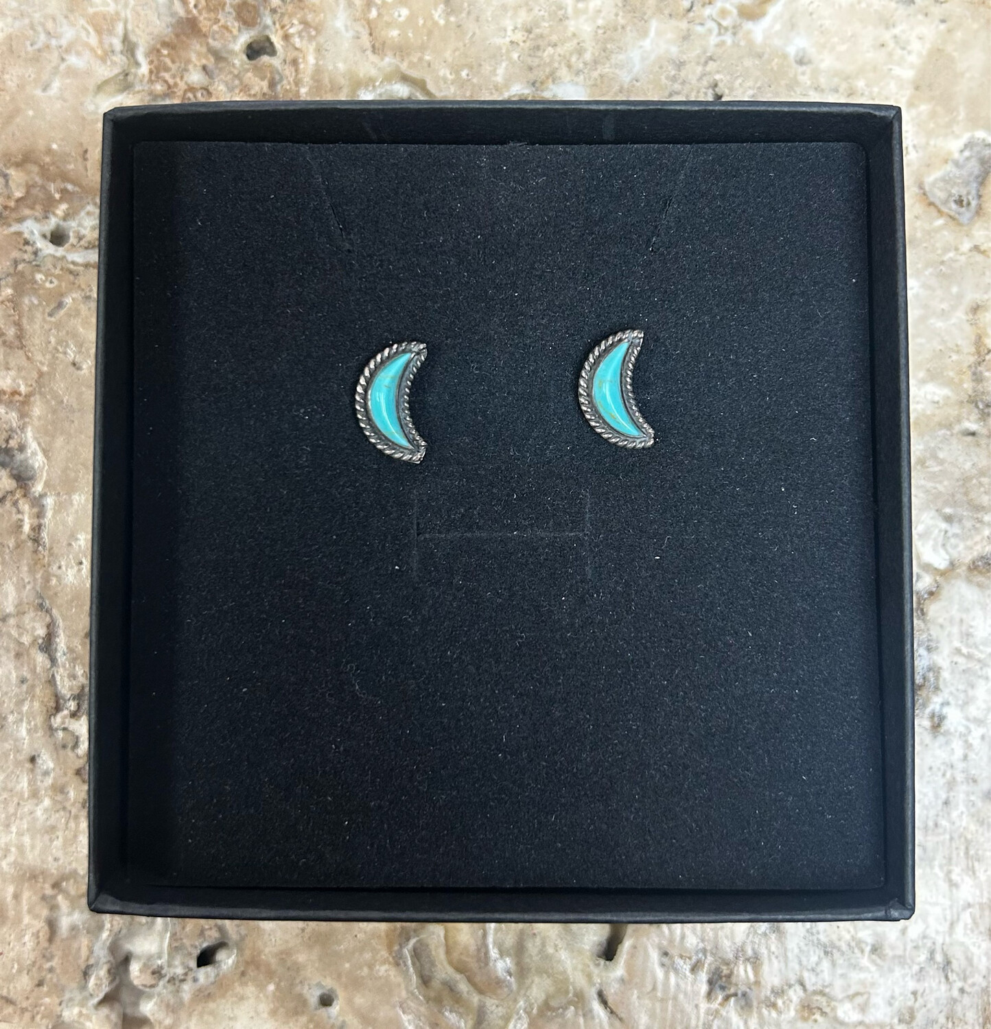 Rope Moon Turquoise Earrings