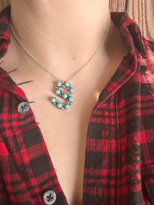 Turquoise Initial Necklace