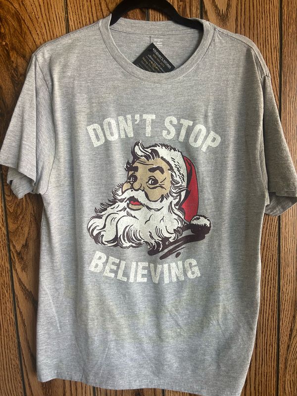 Don&#39;t Stop Believing Santa Tee