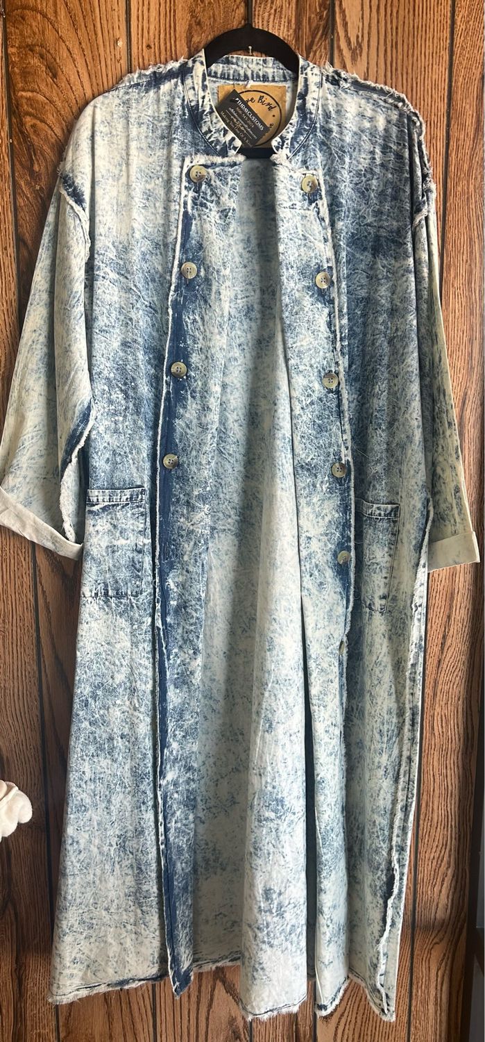 Distressed Long Denim Duster
