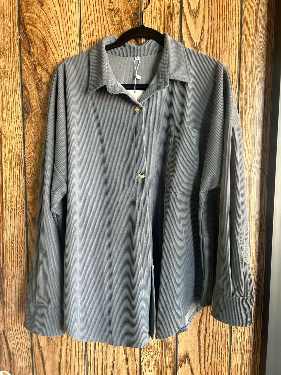 Corduroy Gray Shacket Jacket
