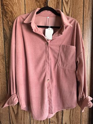 Corduroy Pink Pocketed Shacket