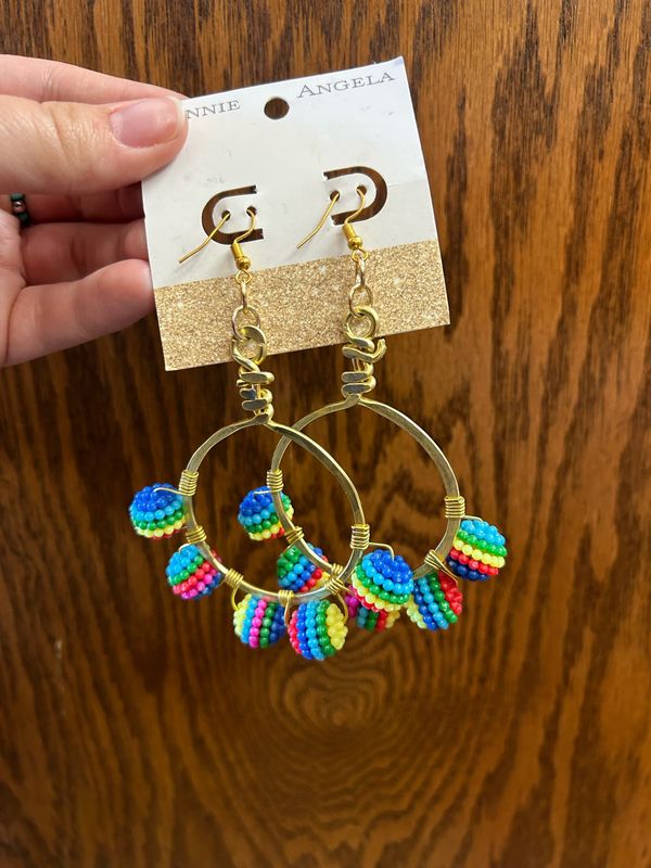 Beaded Hoop Colored Earrings