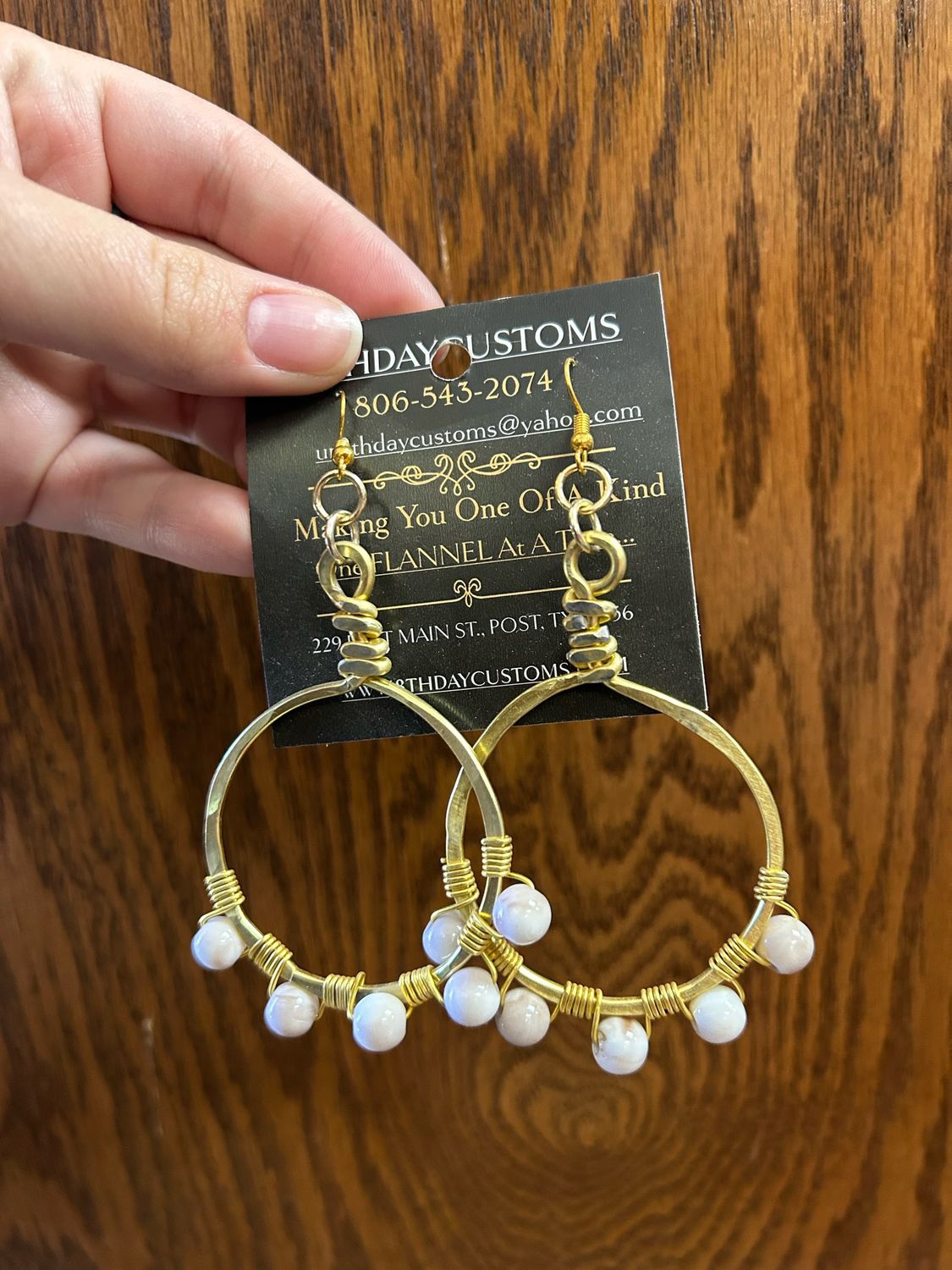 Beaded Metal Hoop Earrings