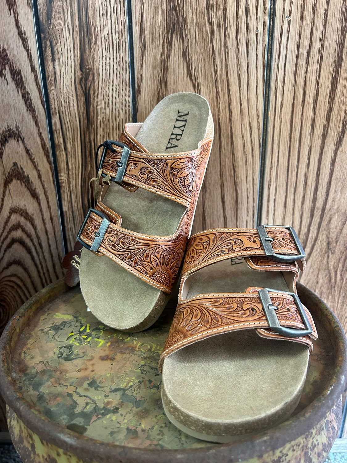 Molly Megan Hand-Tooled Sandals