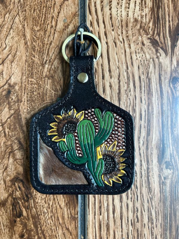 Desert O&#39; Mine Hand-Tooled Leather Key Fob