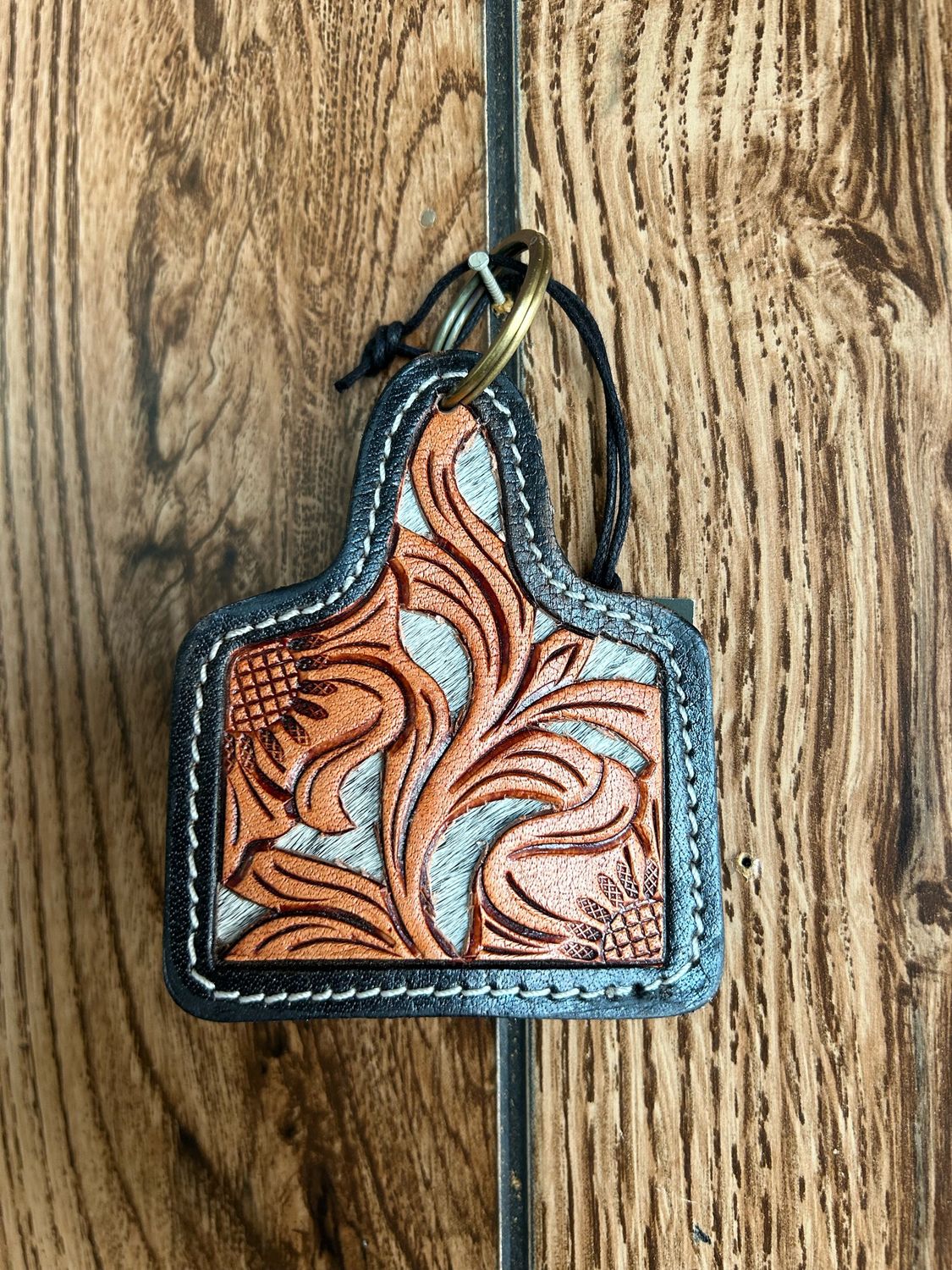 Goodnight Desert Hand-Tooled Leather Key Fob