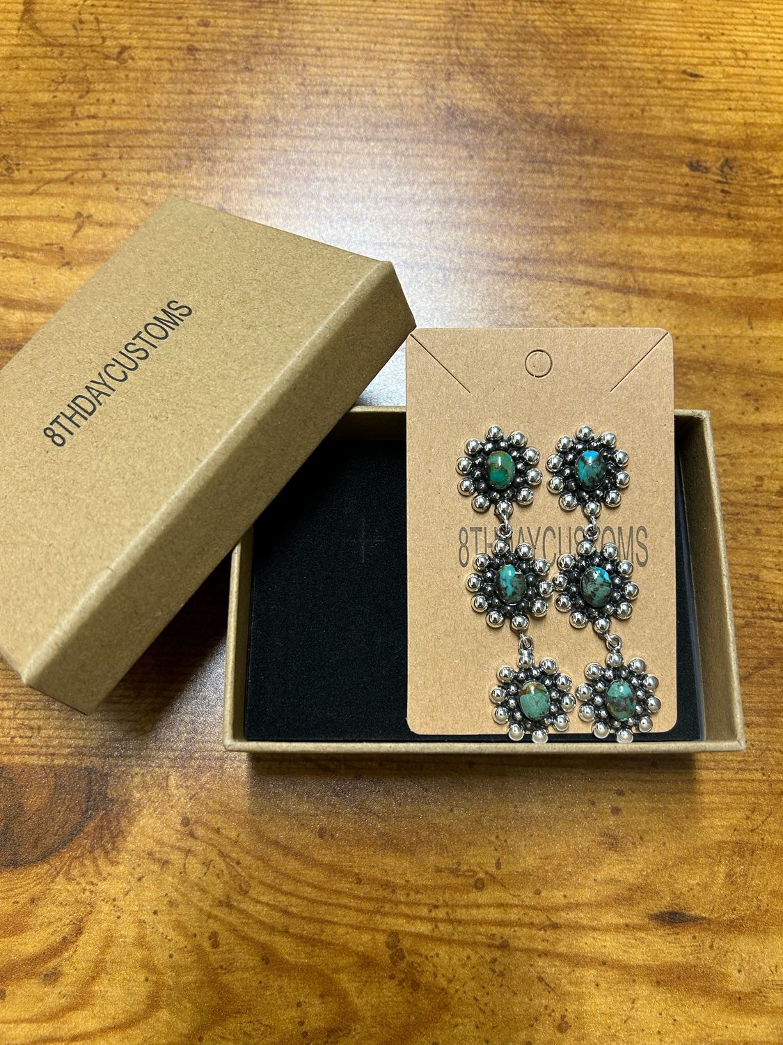 Turquoise Sunflower Dangle Earrings