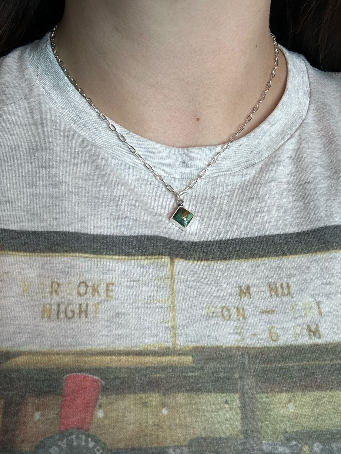 Single Turquoise Diamond Necklace