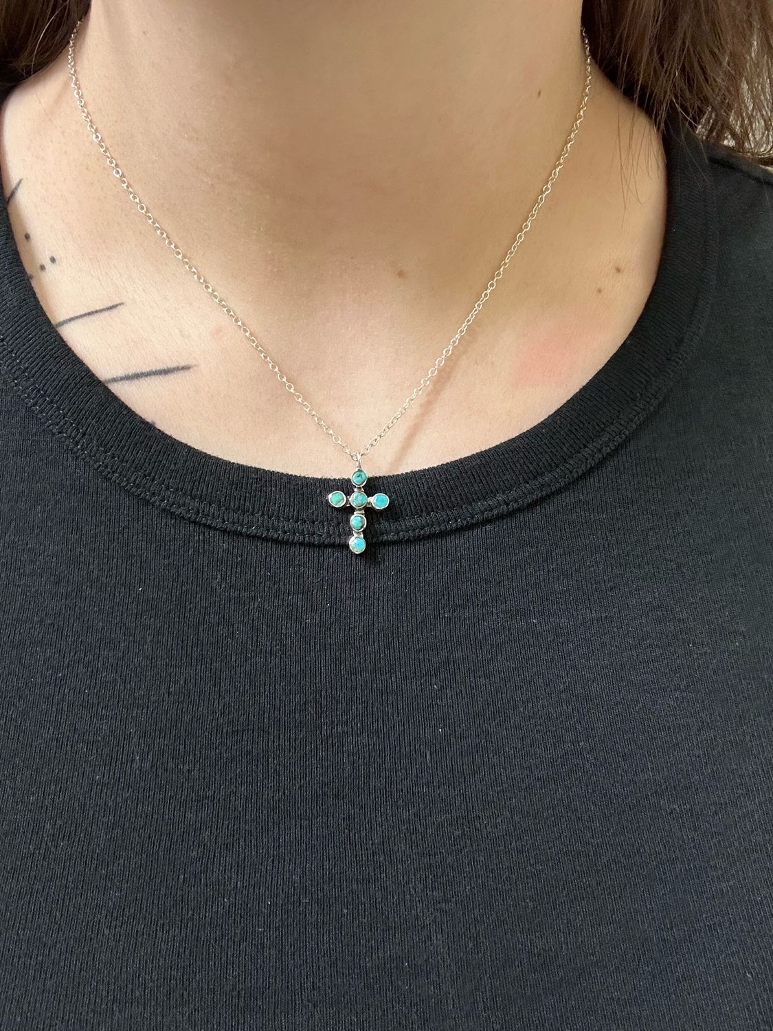 Bubble Turquoise Cross Necklace