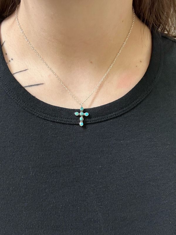 Bubble Turquoise Cross Necklace
