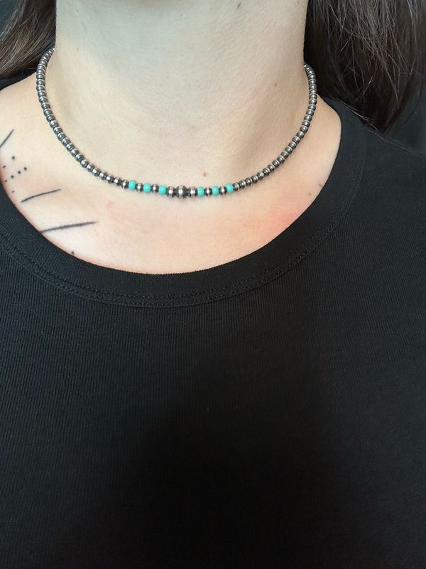 Navajo Pearl Necklace w/ Turquoise