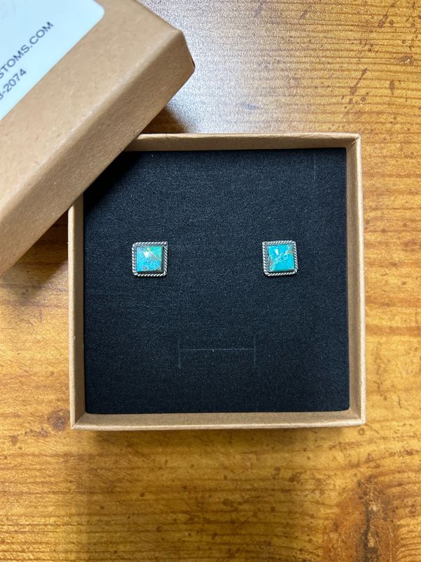 Rope Square Turquoise Earrings