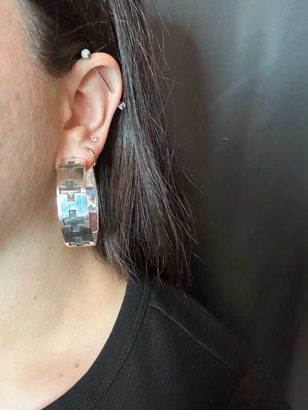 Cross Oxidized Hoops