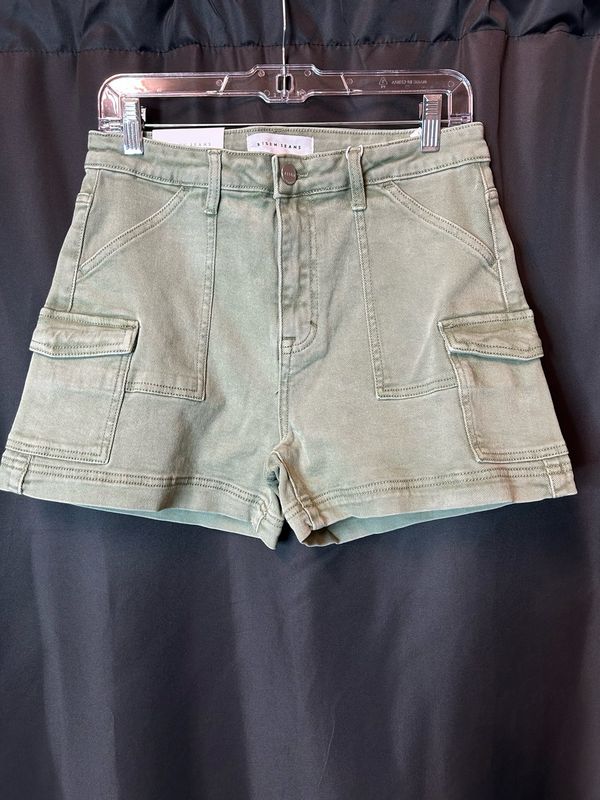 Risen High Rise Olive Cargo Shorts