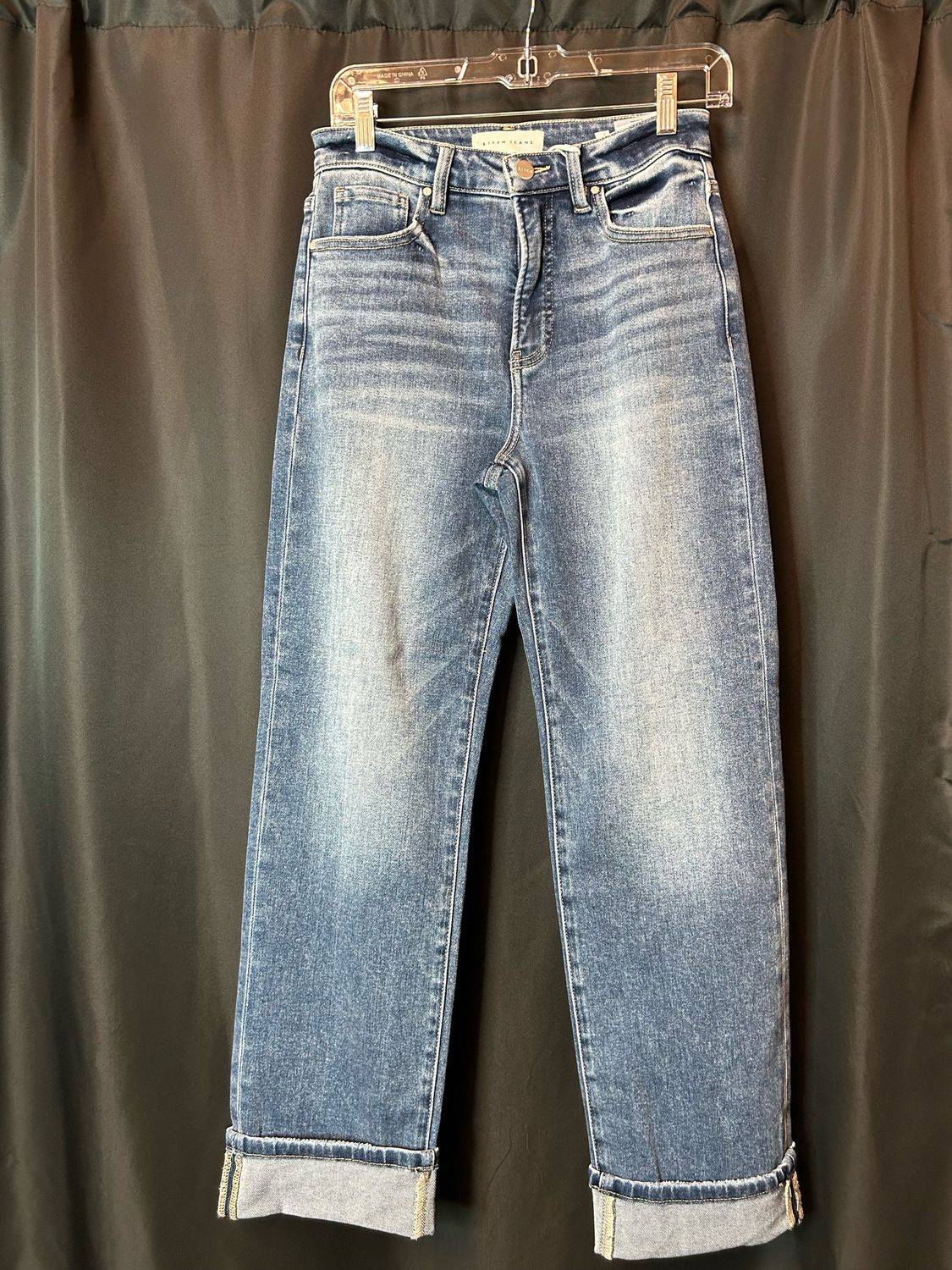 Risen High Rise Tummy Control Straight Jeans
