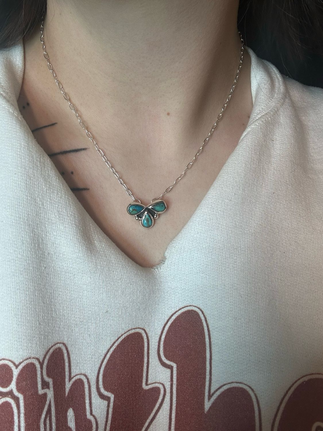 Turquoise Flower Petal Necklace