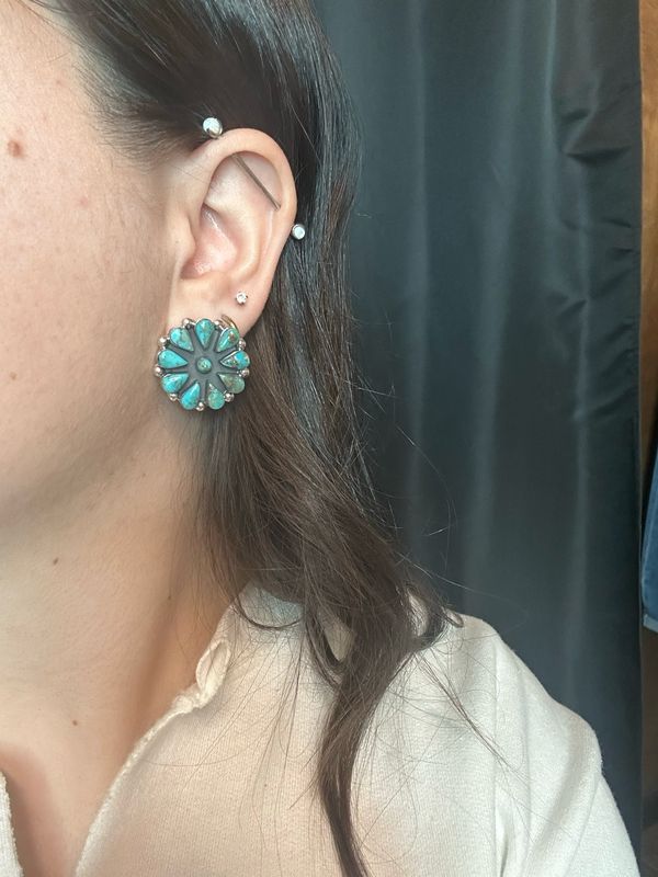 Small Turquoise Cluster Earrings