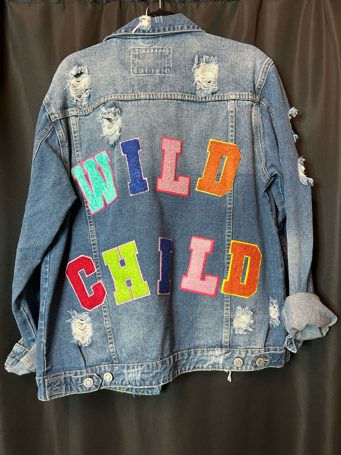Custom Patch Denim Jackets, Style: Wild Child - Large