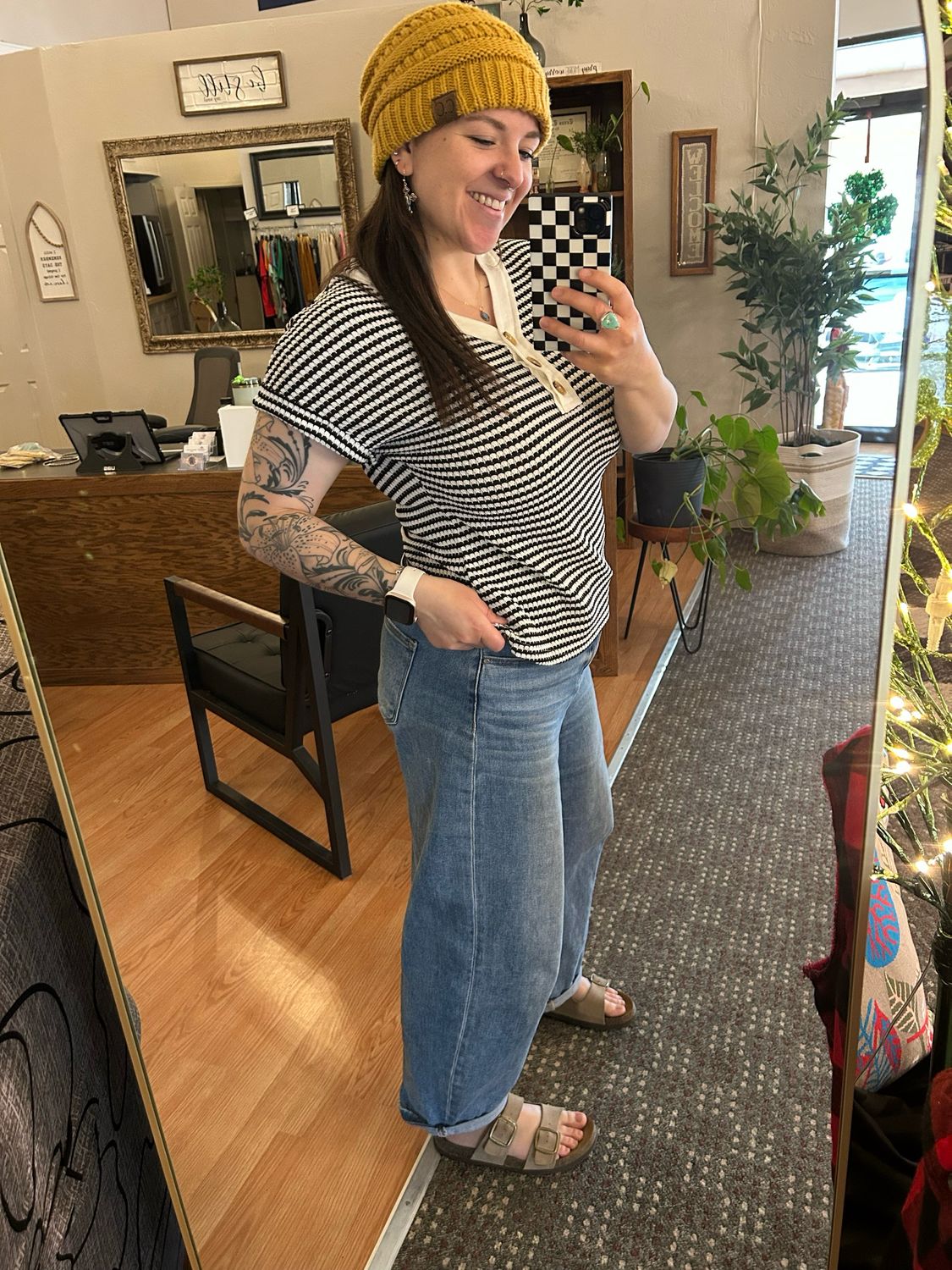 V Neck Striped Shirt
