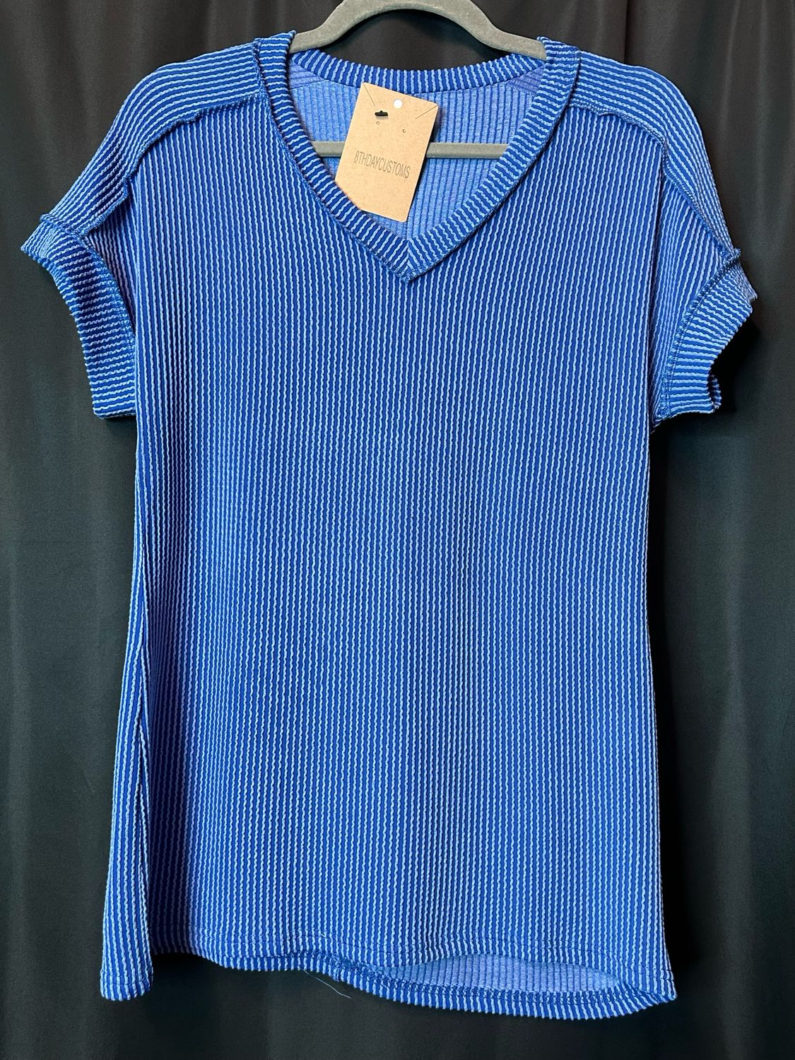 V Neck Tee, Shirt Size: Blue S