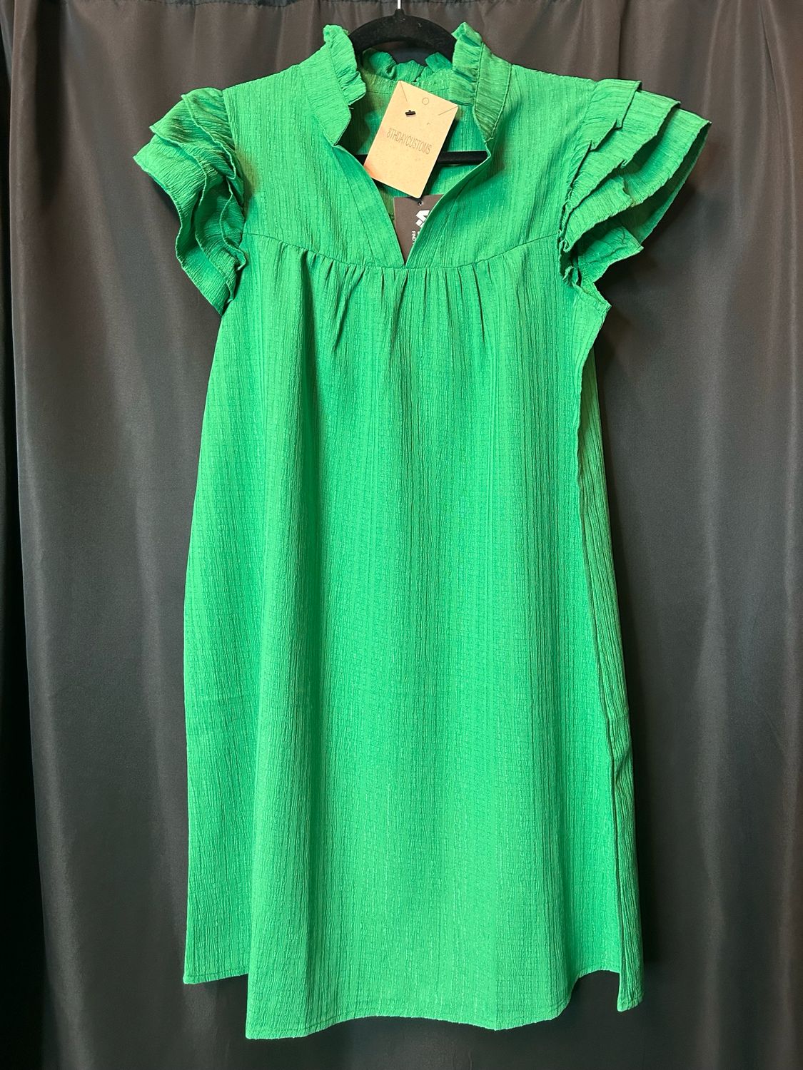 Lotus V Neck Dress, Size: Green S
